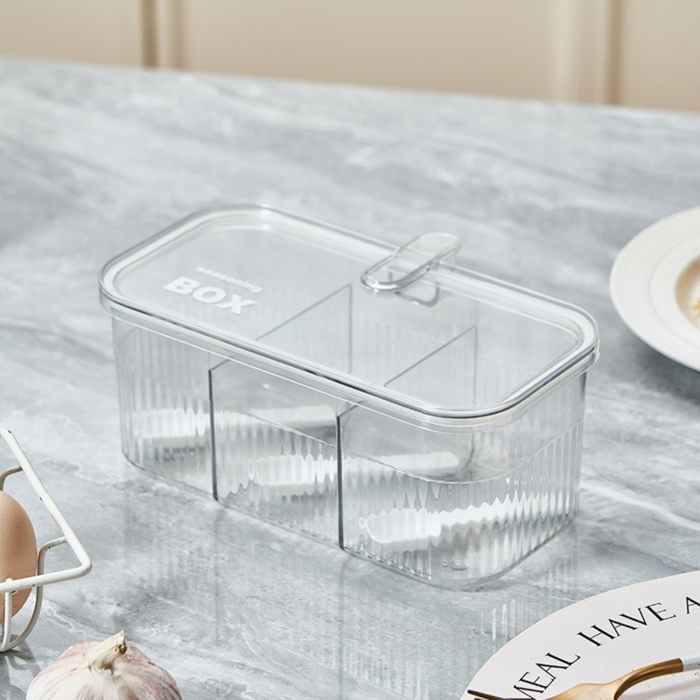 Nem at rengøre fugttæt krydderiboks plastik stabelbar krydderikrukke stor kapacitet gennemsigtig saltkrukke til hjemmelavet mad