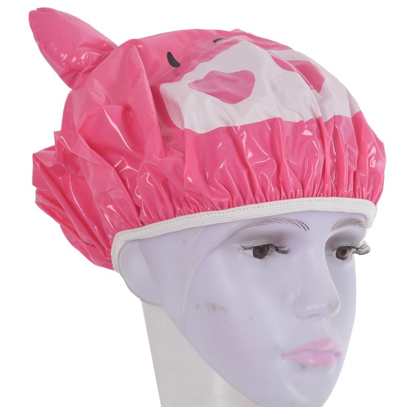 Novelty Animal Waterproof Shower Cap Bath Dry Hair Cover Protector Hat Pink
