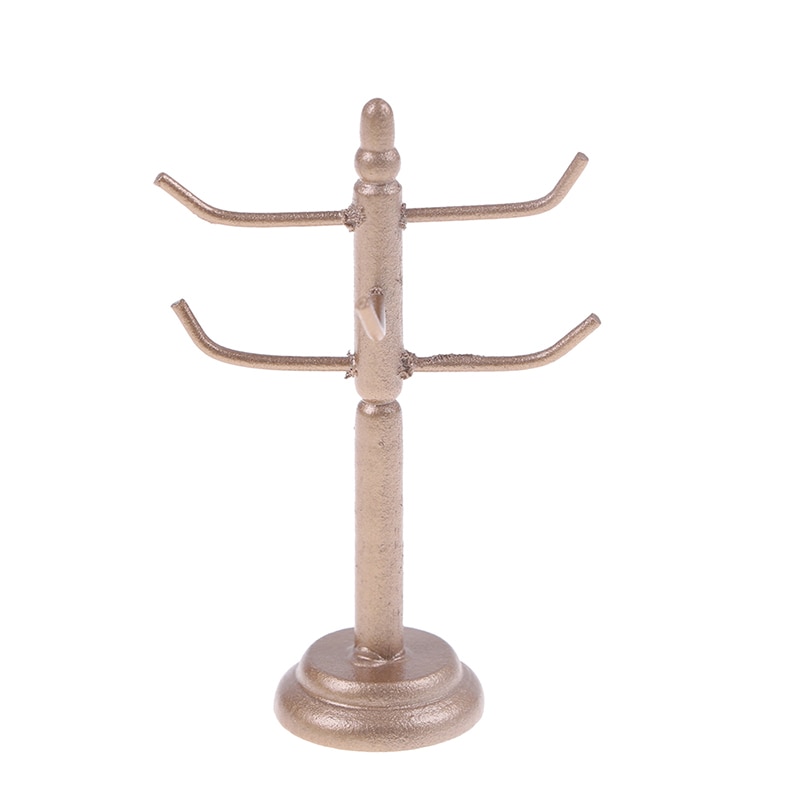 1PCS Dining Room Bar Furniture Decoration Without Cup Mini Dollhouse Wine Cups Wooden Rack Stand Holder Doll House Miniature