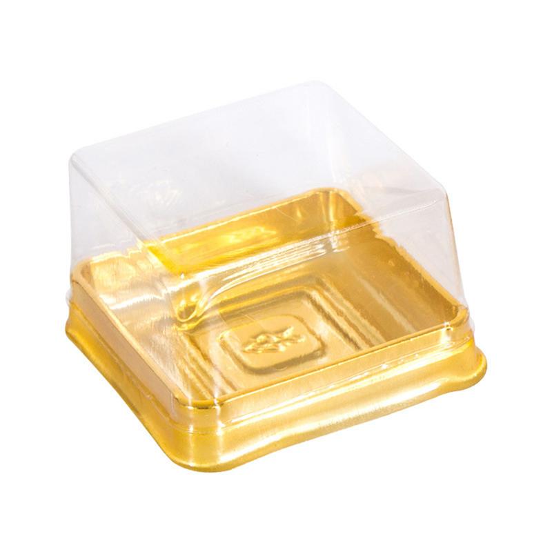 50 Stuks Plastic Vierkante Maan Cake Verpakking Ei-Yolk Bladerdeeg Container Golden Verpakking Mooncake Dozen En Verpakkingen bruiloft