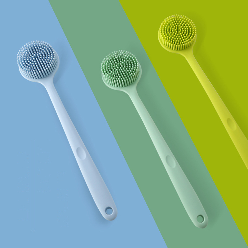 Body Scrub Brush Multi-function Silicone Bath Brush Body Long Handle Double-Sided Shower Brush Back Massage Exfoliation Wisp