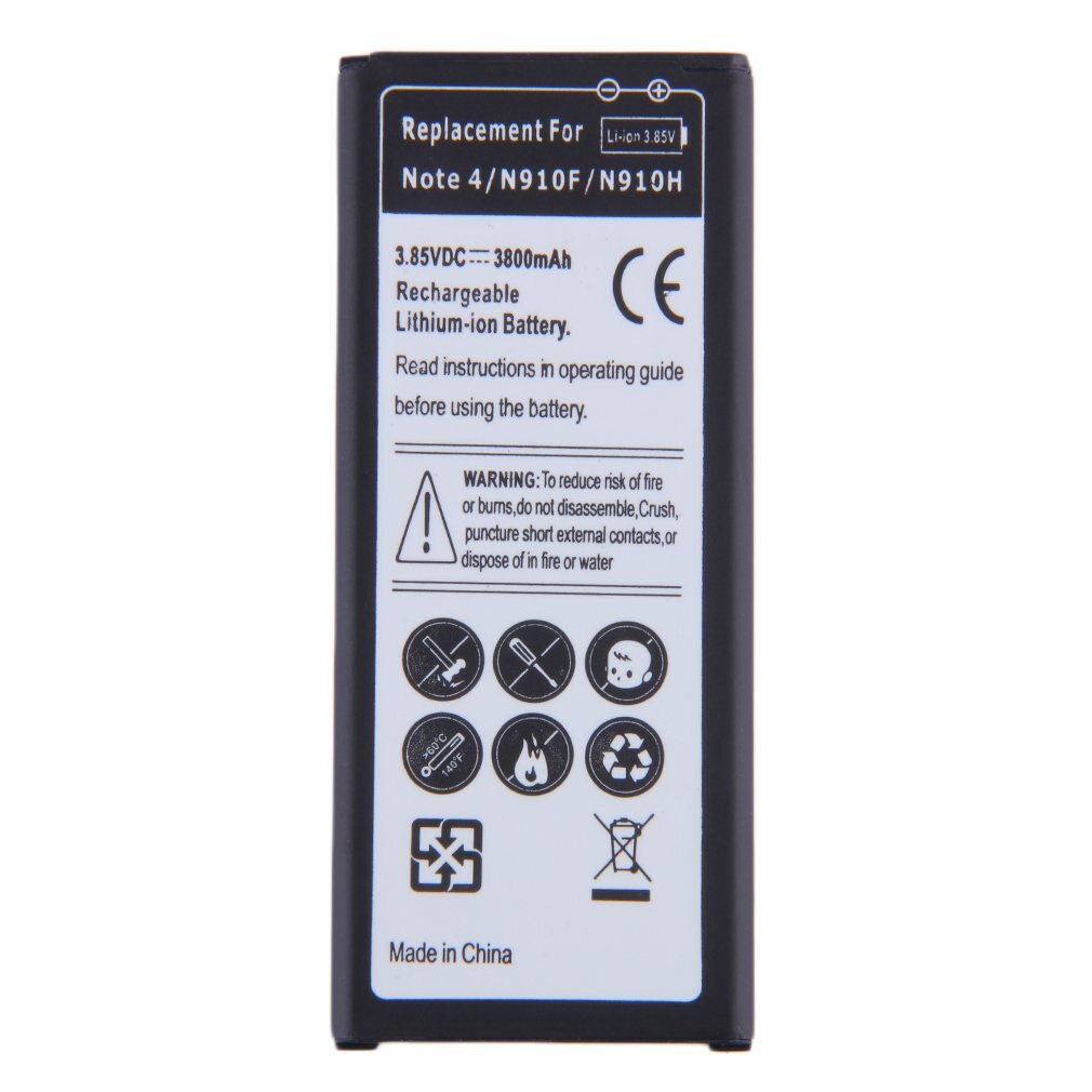 Ersättnings litiumjonbatteri för samsung note 4/n910f/n910h 3800 mah med integrerat mikrochip inuti förhindrar överladdning