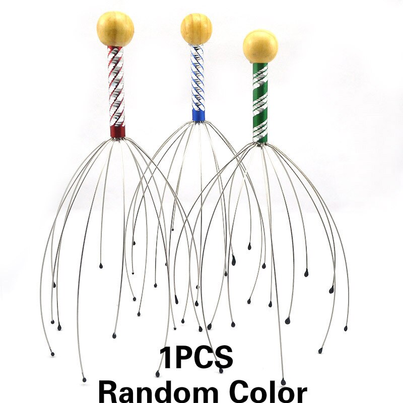 1 pz massaggiatore testa a cinque dita testa a sfera in acciaio massaggio rilassamento massaggiatore capelli tenuto terme cuoio capelluto collo antistress ridurre lo fatica: 03