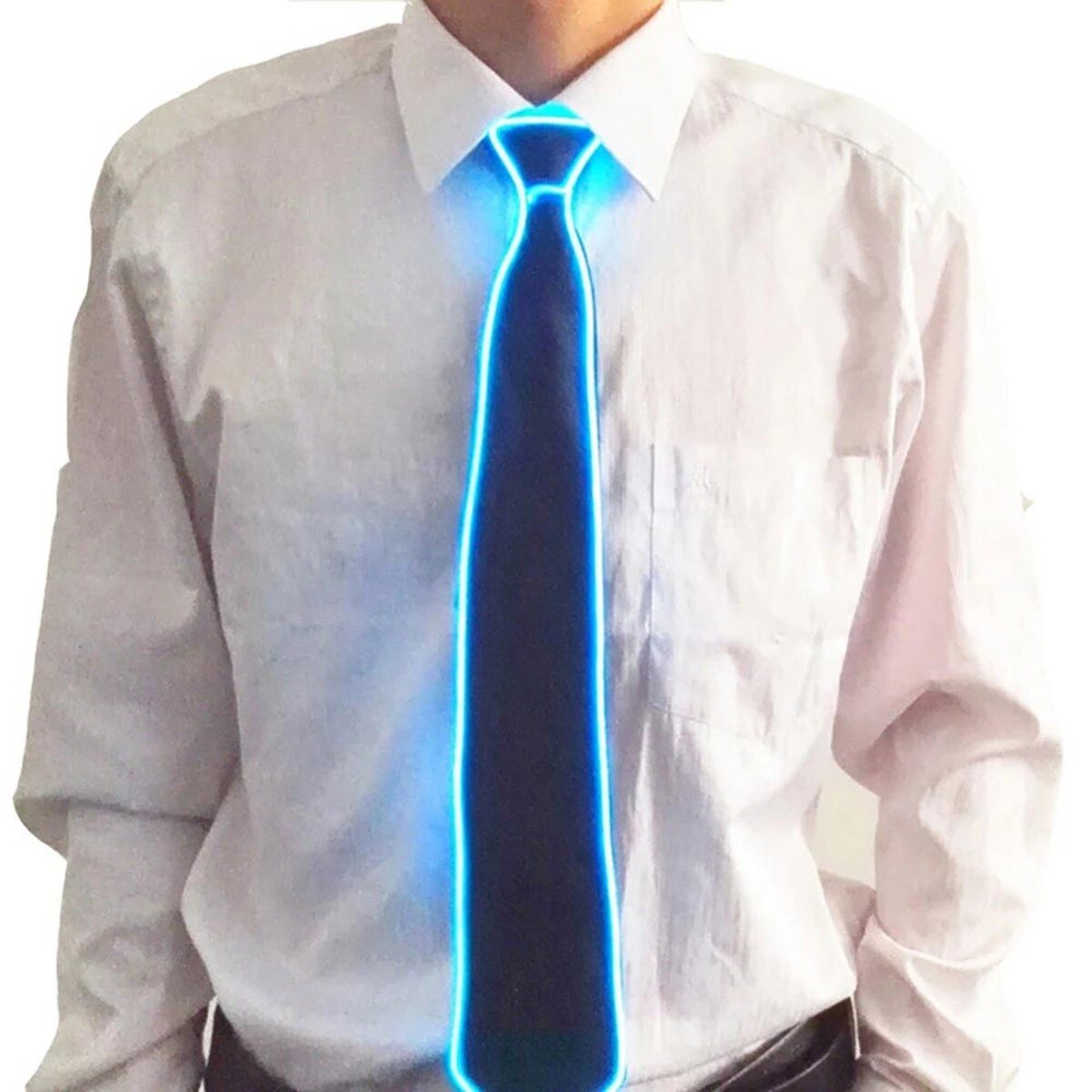 EL Luminous Necktie Glowing Fanny Flashing Ties Novelty Necktie for Men LED Light Up Ties Halloween Party Costume Accessory