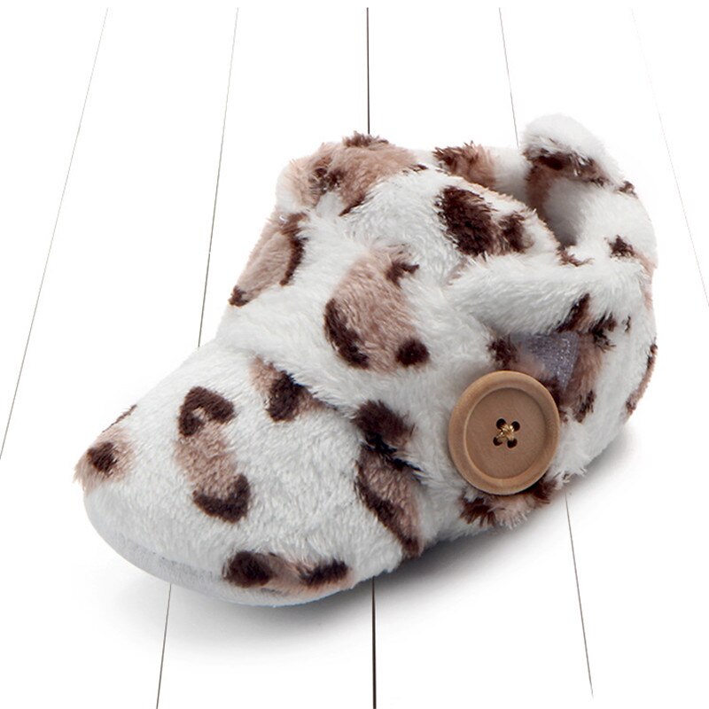 Baby Girls Boys Shoes Lovely Warm Toddler First Walkers Infant Shoes Soft Slippers Cute Shoes Winter Non-Slip Baby Warm Shoes: Leopard / 0-6 Months
