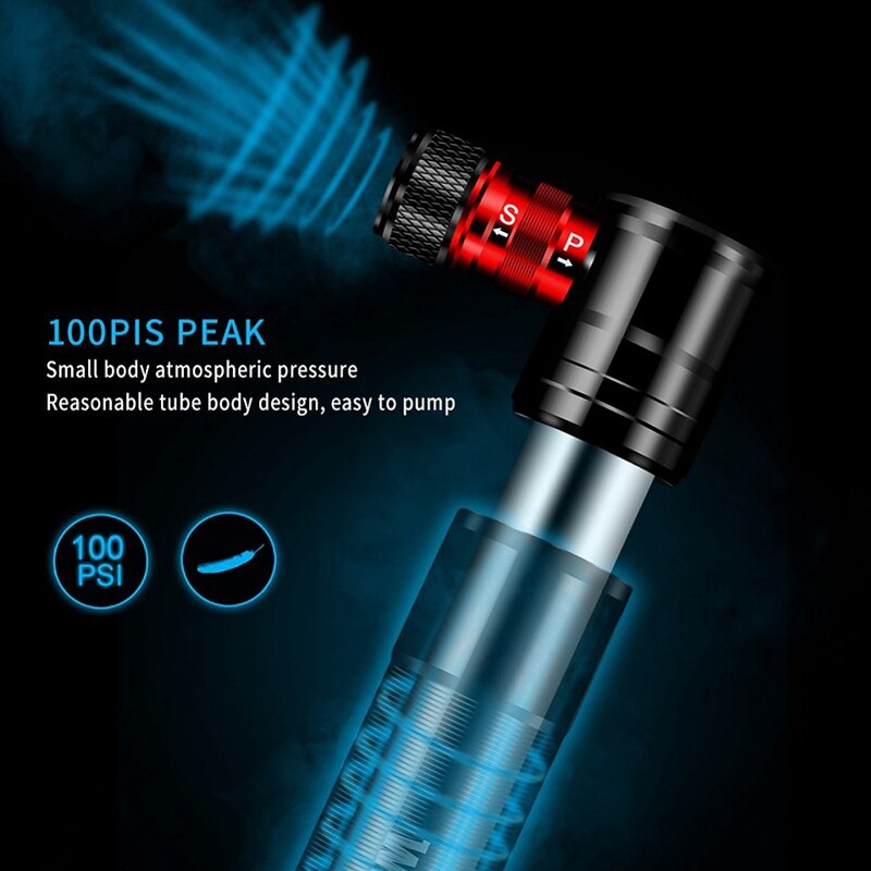 WILD MAN Aluminum Alloy Mini Bicycle Pump for XIAOMI M365 Scooter Mountain Bike Schrader Presta Valve 100 PSI,Silver