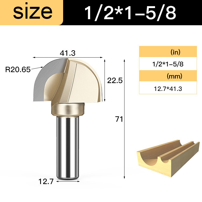 Houtbewerking Core Box Ronde Cove Neus Bit Hardmetalen Cnc Groef Gereedschap 1/2 1/4 Shank Frezen Voor Hout Frezen cutter: 5mm