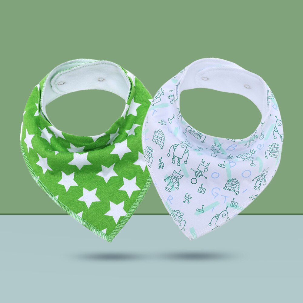 2 pcs/lot Baby Bibs Burp Cloth Print Arrow Wave Triangle Baby Bibs Cotton Reusable Washable Adjustable Baby Meal Infant Bibs: K20001-A3