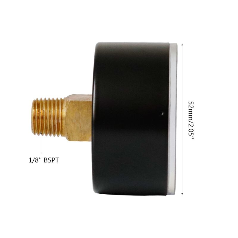 Vacuum Pressure Gauge 52mm -1/0 Bar -30"Hg/0 1/8 BSPT Back Connection Air Water Oil Gas 63HF