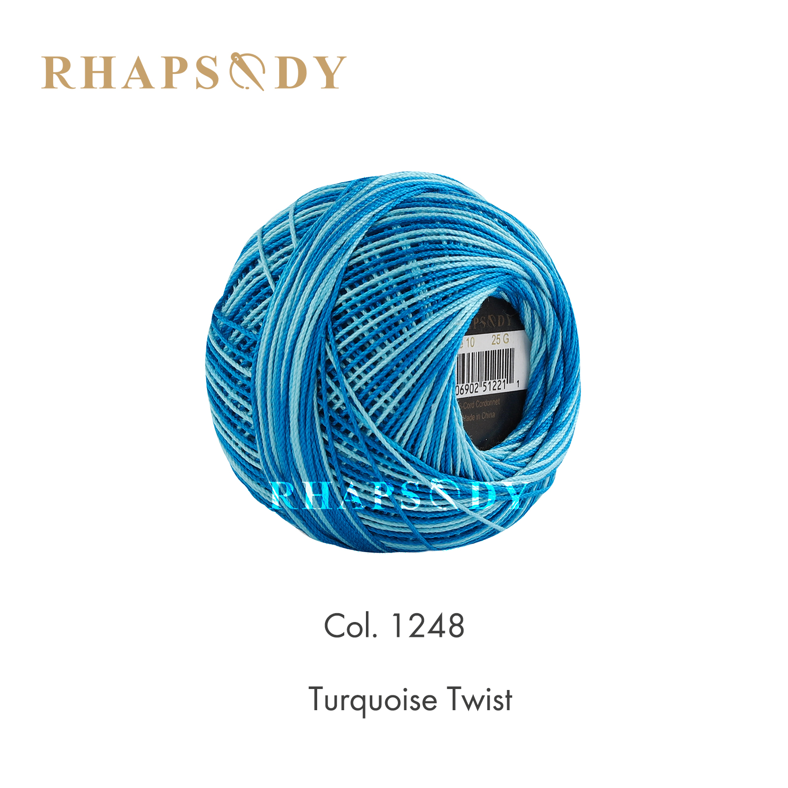 Rhapsodie Häkelgarn, verschiedene Farben, Größe 10, betroffen, 100 % reine ägyptische Baumwolle, mehrfarbig, 10 bunte Farben, 122 Meter