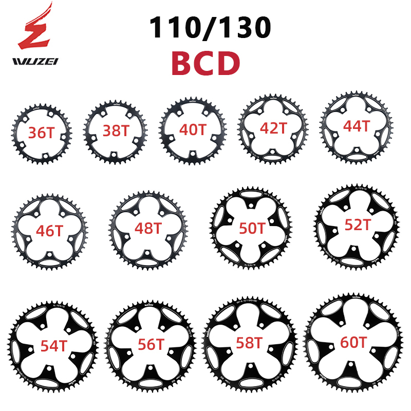 110 130 BCD bicicleta de carretera 5 pernos bielas de bicicleta plegables 36T 38T 40T 42T 46T 50T bielas estrechas de estrella ancha para bicicleta de una sola velocidad