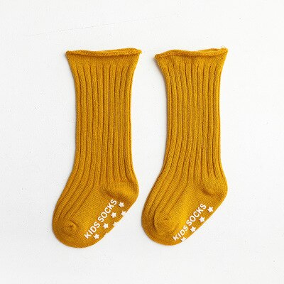 Baby Socken Neugeborenen Anti-Unterhose Boden Socken Knie Hohe Strümpfe Baumwolle Herbst Winter Mädchen Kleinkinder Rohr freundlicher Kleinkind socken: Kurkuma