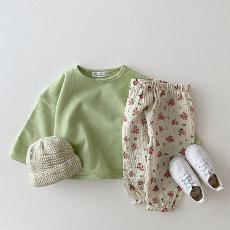 Koodykids-pantalones de algodón suave para bebés, pantalón sencillo con estampado de frutas, para primavera y otoño