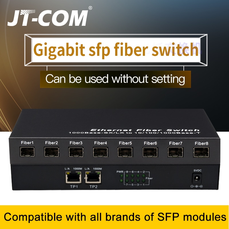 Gigabit Netzwerk SFP Faser Schalter 1000Mbps SFP Medien Konverter 8 SFP Fiber Hafen und 2 RJ45 Hafen 8G2E Faser ethernet schalten