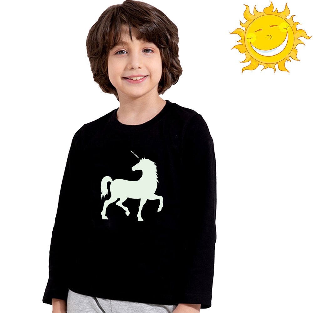 Unicorn Toddler Girls Tshirts Girl Luminous Tshirt Children Tops Long Sleeve T Shirt for Baby Kid Toddler Girl Cute Autumn Cloth