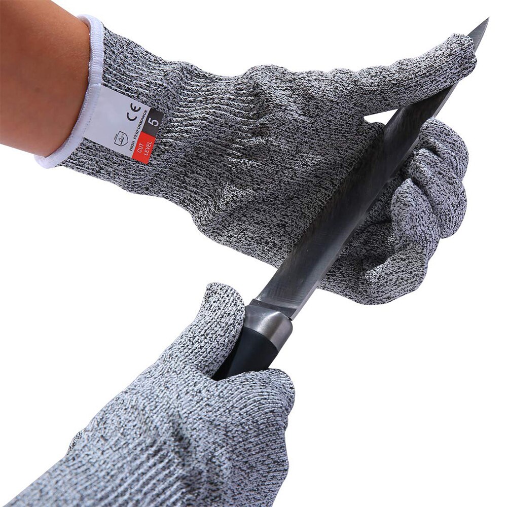 Nivel 5 a prueba de corte de puñalada resistente de Metal de alambre de guante de cocina carnicero cortes guantes para abrir ostras pescado jardinería guantes de seguridad: B / L