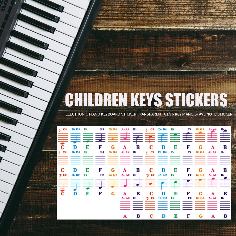 Colorful Piano Stave Note Sticker Electronic Keyboard Key Sticker Piano Stave Note Sticker For Key Music Decal