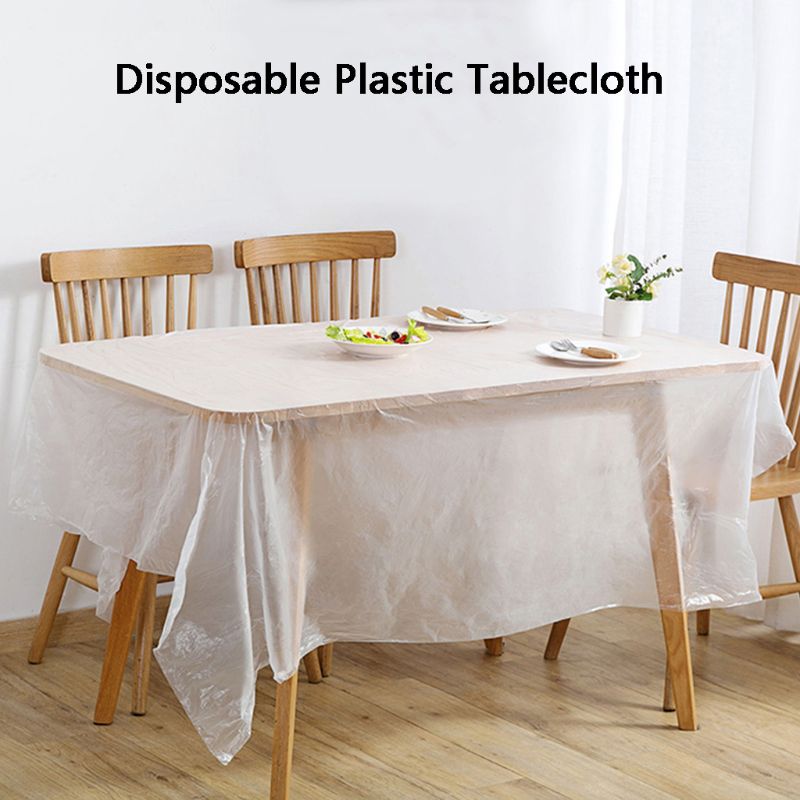1Roll 180x18 0 Cm/200X200 Cm Wegwerp Plastic Tafelkleed Thuis Party Banket Tafel Dekken Tafelkleed voor Ronde/Vierkante Tafels