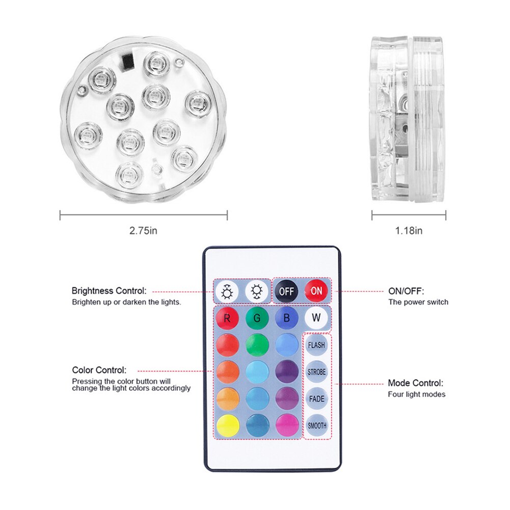 Multi Color Submersible LED Underwater Light LED Remote Control Submersible Light Multi Color Underwater Swimming Pool Lamp