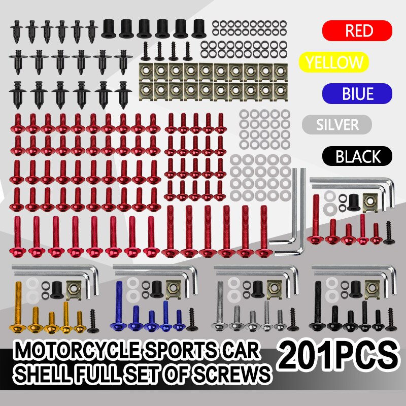 201 Stück Motorrad-CNC-Verkleidungsschrauben-Set, Schrauben für YZF 600 1000 R1 R6 R3 R15 R25 T-MAX 530 TMAX 500