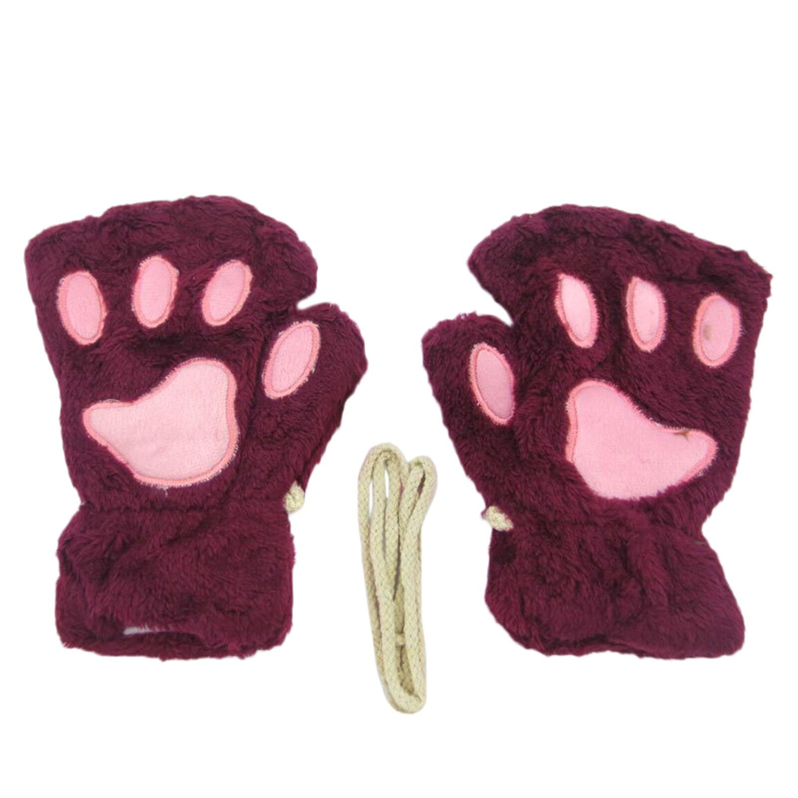 E Modieuze Vrouw Leuke Cartoon Beer Poot Kat Klauw Verdikte Halterneck Handschoenen Lichtgewicht En Comfortabele Materialen
