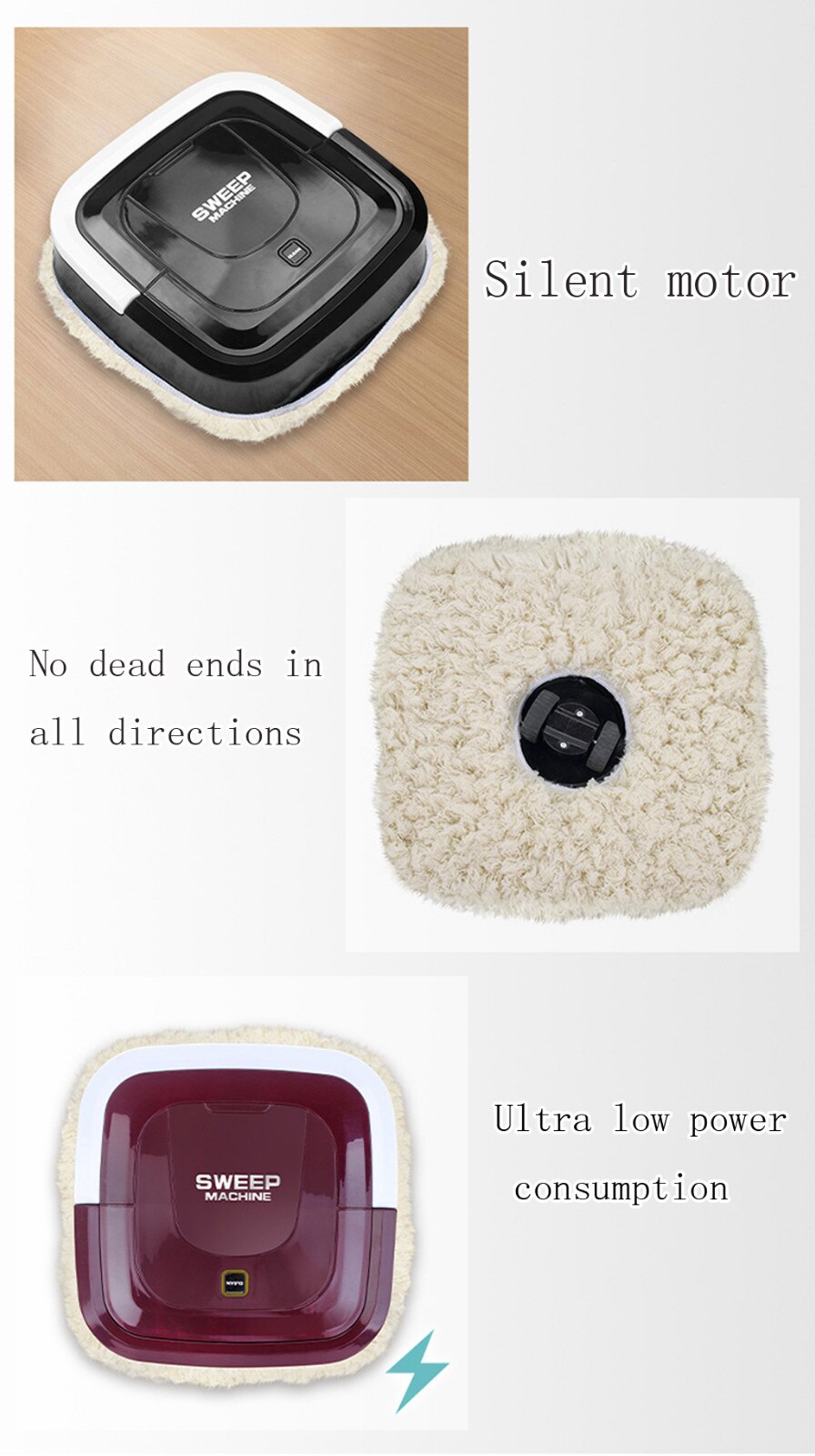 sweeping Machine Robot Clean Robotic Auto Automatic Robot Home Cleaning Guard Black Red Home Clean Robotic Product Sweeped