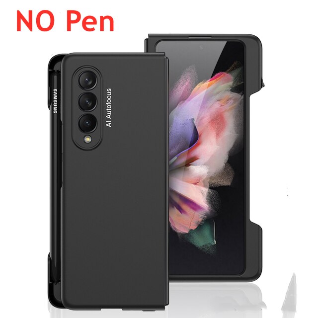 Mobiele Telefoon Stylus Pen Met Case Voor Samsung Galaxy Z Vouw 3 5G Ultra Slim Frame Side Pen Slot houder Hard Plastic Beschermhoes: Black NO Pen