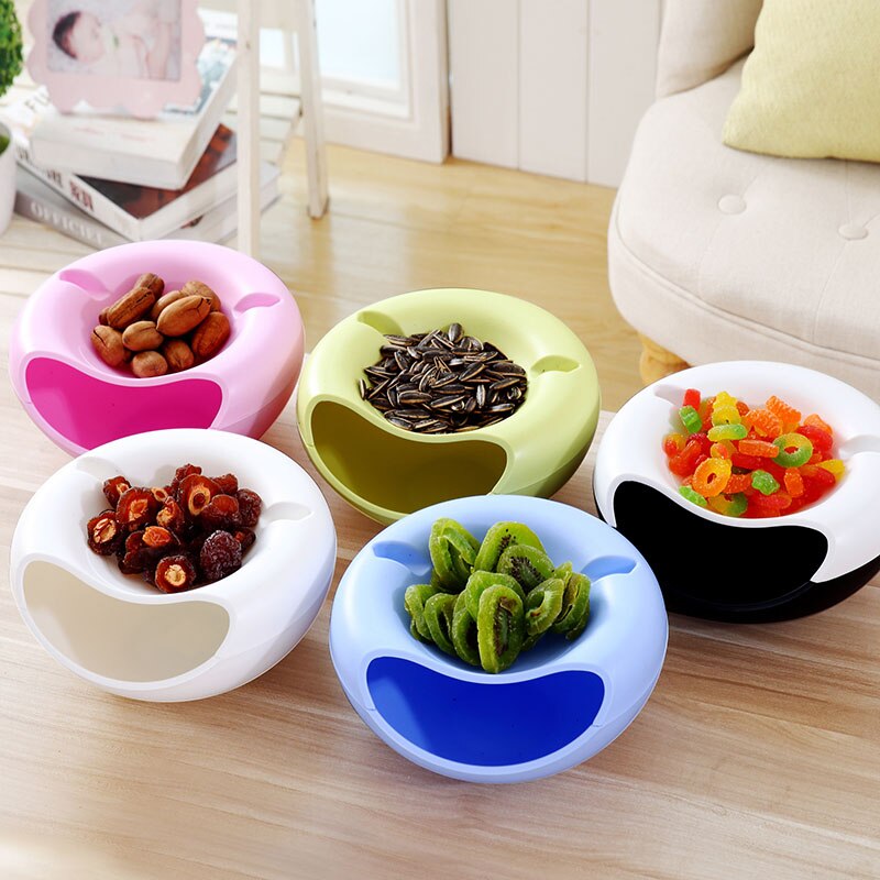 Plastic Storage Box Double-layer Circular Melon Seeds Dishes Desktop Organizer Cosmetic Snack Box Holder YE