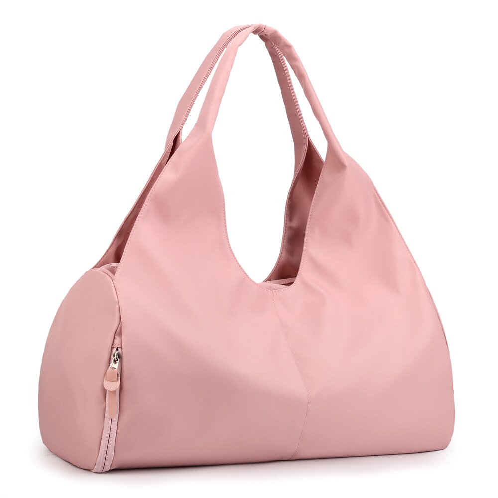 Nylon handväskor skuldra kvinnor resväskor weekend duffle bag vattentät multifunktionell stor organizer sportväska: Rosa