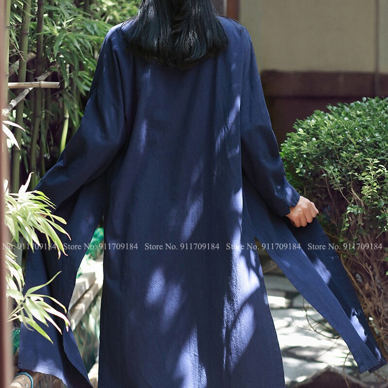 Cotton Linen Coat Men Women Retro Shirts Tops Chinese Style Zen Tea Long Sleeve Tang Suit Jackets Kung Fu Casual Blouse Cardigan
