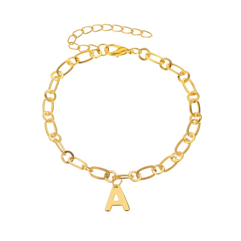 Crystal Letter Anklets Bracelet for Women An Alphabet Anklets Female Gold Color Leg Foot Chain Boho Jewelry: GD