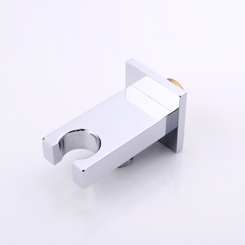 Square Solid Brass Chrome Hand Held Shower Head With Wall Connector and Stainless Steel Shower Hose