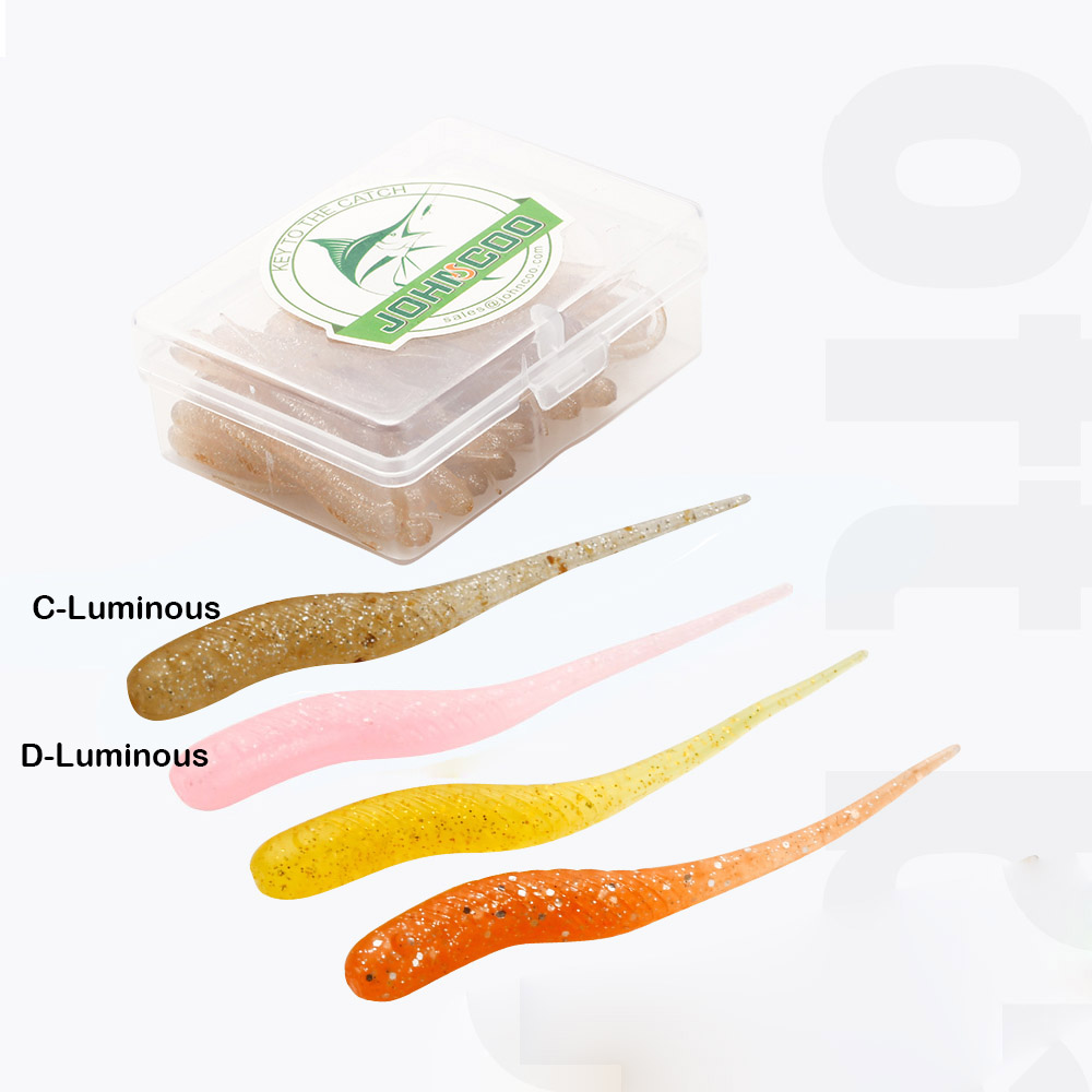 JOHNCOO 50pcs Fishing Lure Rock Fish Soft Bait 40mm 0.34g Silicone Bass Rockfish Swimbait Jig Lure Plastic Baits Worm