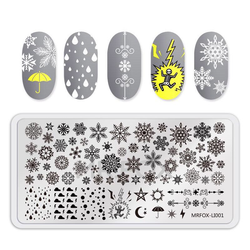 Mrfox nagelkonst stämpling mall flamingo delfin snöflinga bild manikyr stämpling mall för självdesigner nagel: Mrfox -li001