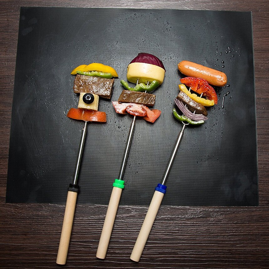 Tapis de cuisson pour Barbecue en PTFE, 40x30cm, plaque antiadhésive, réutilisable, pour l'extérieur