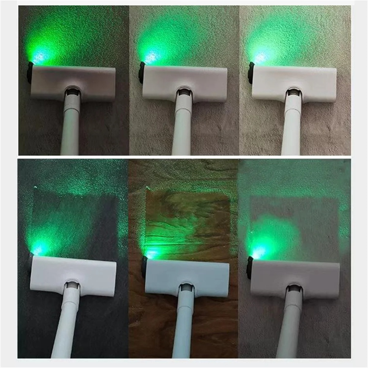 Luz detectora de polvo al vacío, accesorio de luz LED al vacío, luz LED verde para accesorios de aspiradora