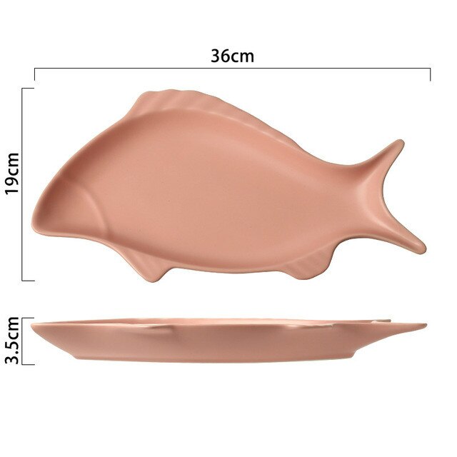 Plat en céramique en forme de poisson | Plat à boeuf de petit déjeuner assiette à Dessert mignonne de dessin animé assiette à fruits, Snack vaisselle de ménage: A-pink