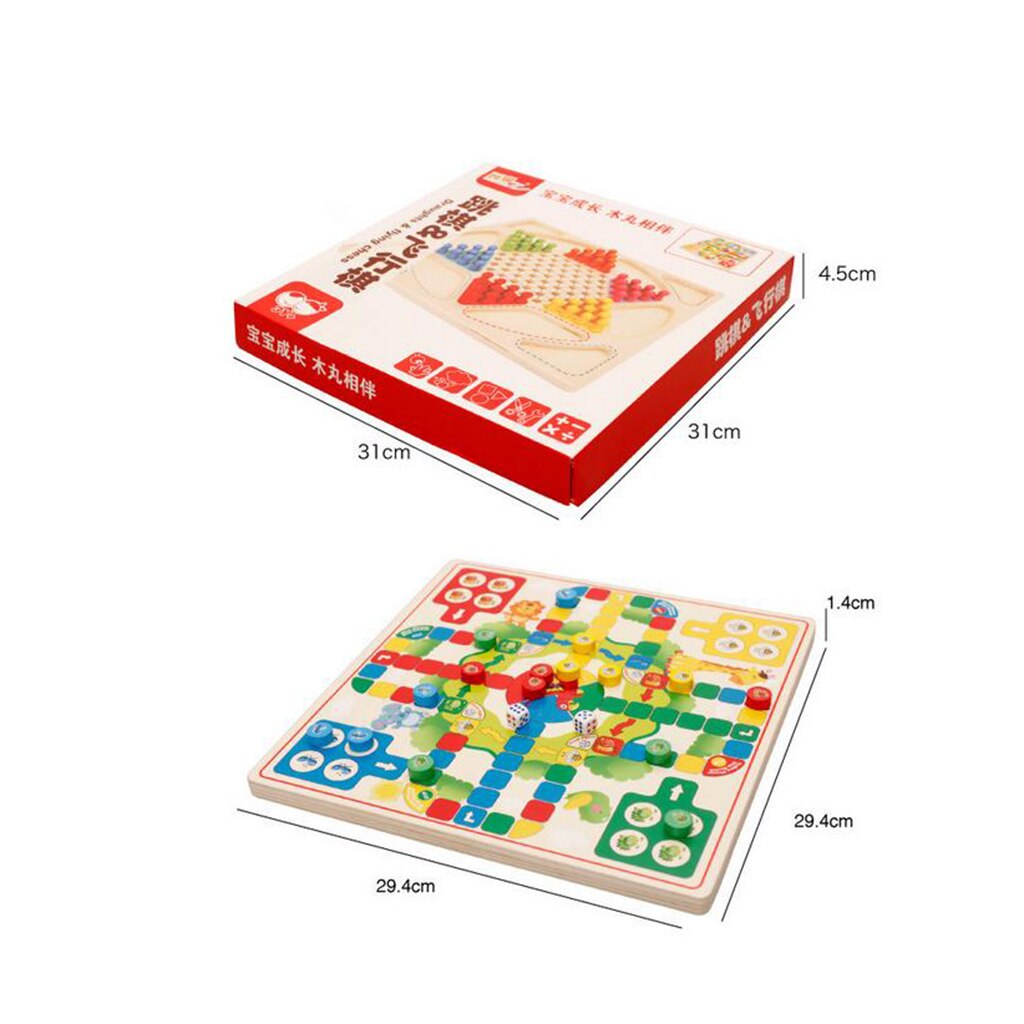 Parent-child Interaction Game Set 2 in 1 Standard Chinese Checkers Aeroplane Chess Camping Trip