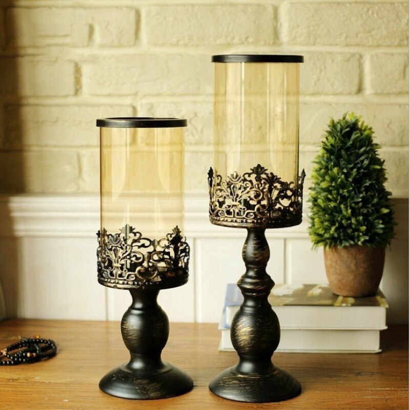 Paint Wrought Iron Candlestick Romantic Candlelight Dinner Iron Table Decoration Lover Wedding Props Home Soft