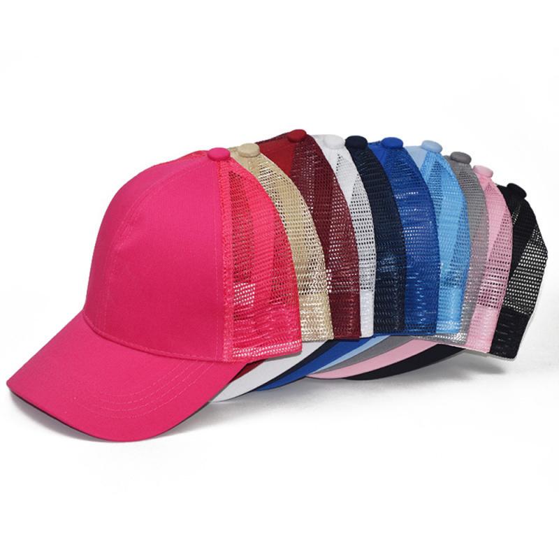 Gorra de cola de caballo ajustable, sombrero de béisbol de malla, gorras para deportes al aire libre, gorras Snapback no arrugadas para mujer