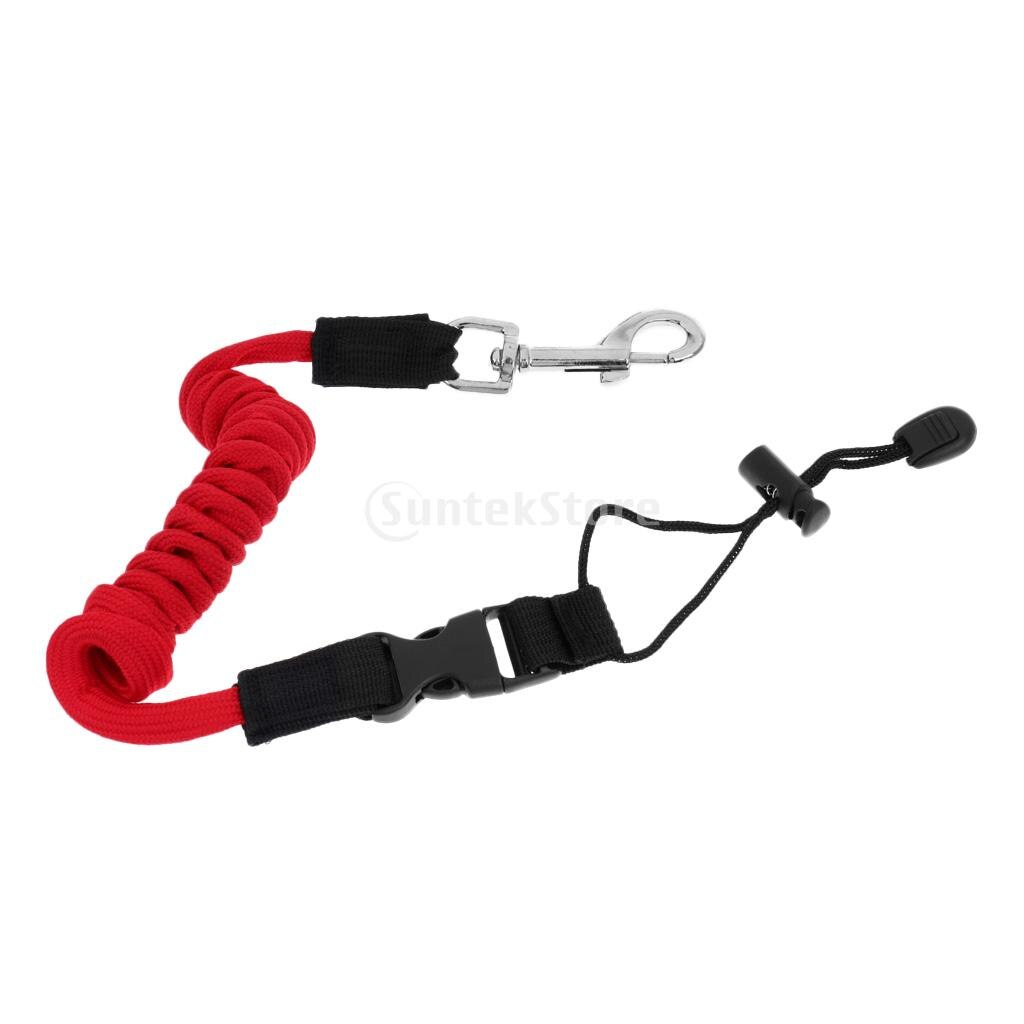 140cm sécurité élastique Kayak canoë pagaie laisse attache élastique bateau canne à pêche pôle sécurisé lanière enroulé cordon cravate corde: Red