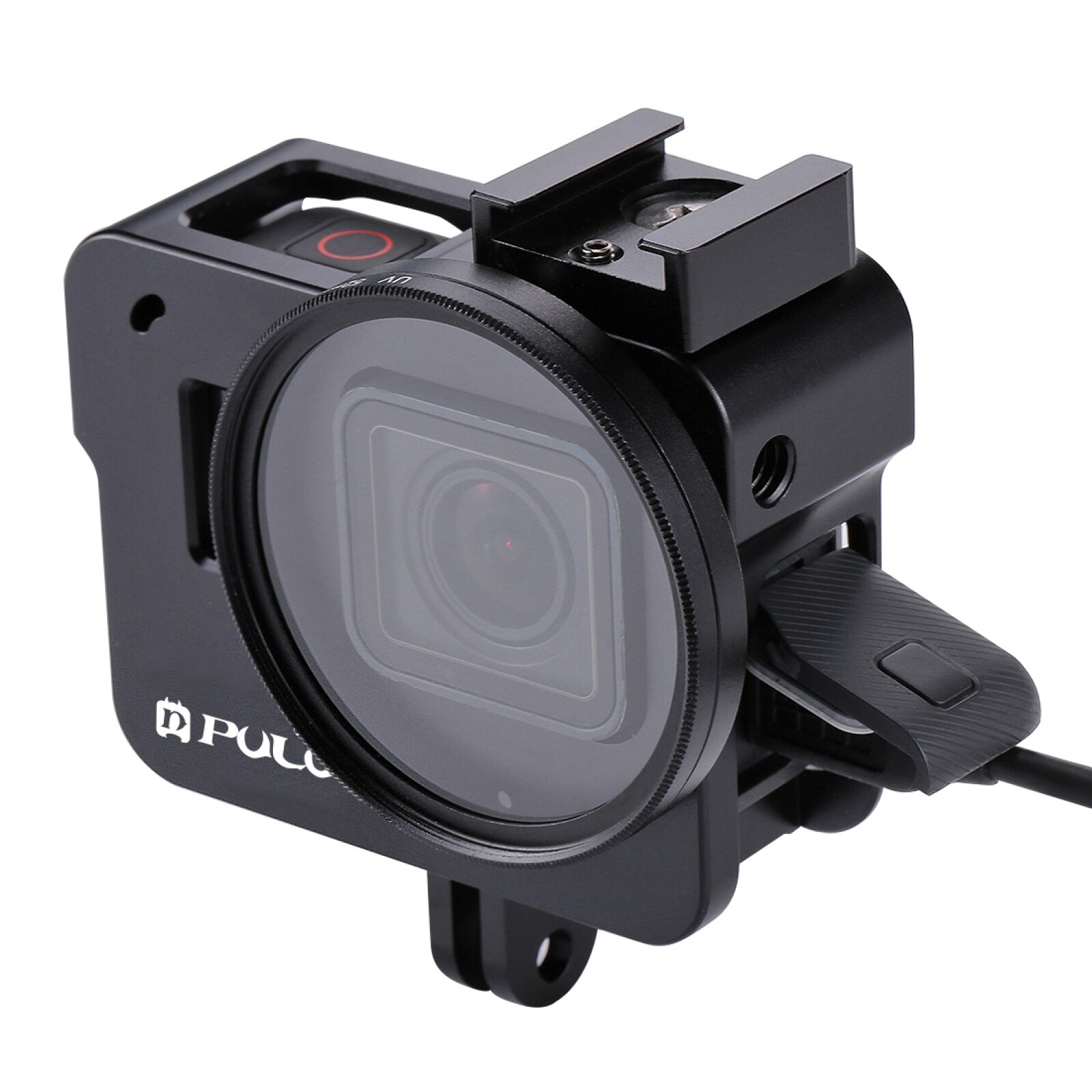 Puluzhölje skal för gopro hero 7 svart 6/5 hård skyddsbur +52mm uv -lins 8*6*4.6cm fodral för go pro hero 5