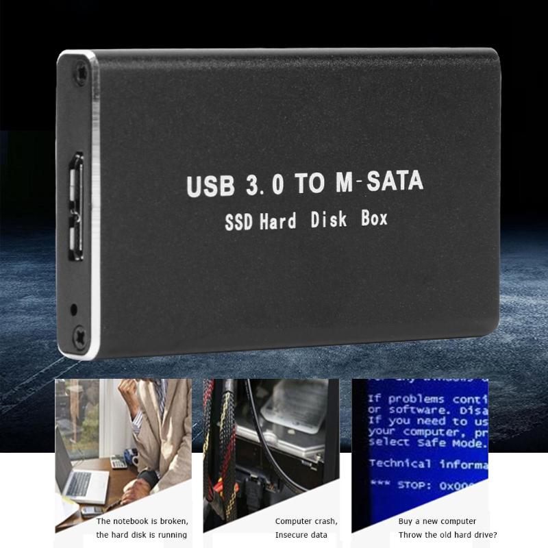 Usb 3.0 to msata adapter mini ssd hårddiskfodral ssd hdd box hårddiskhölje aluminiumlegering extern hårddiskfodral