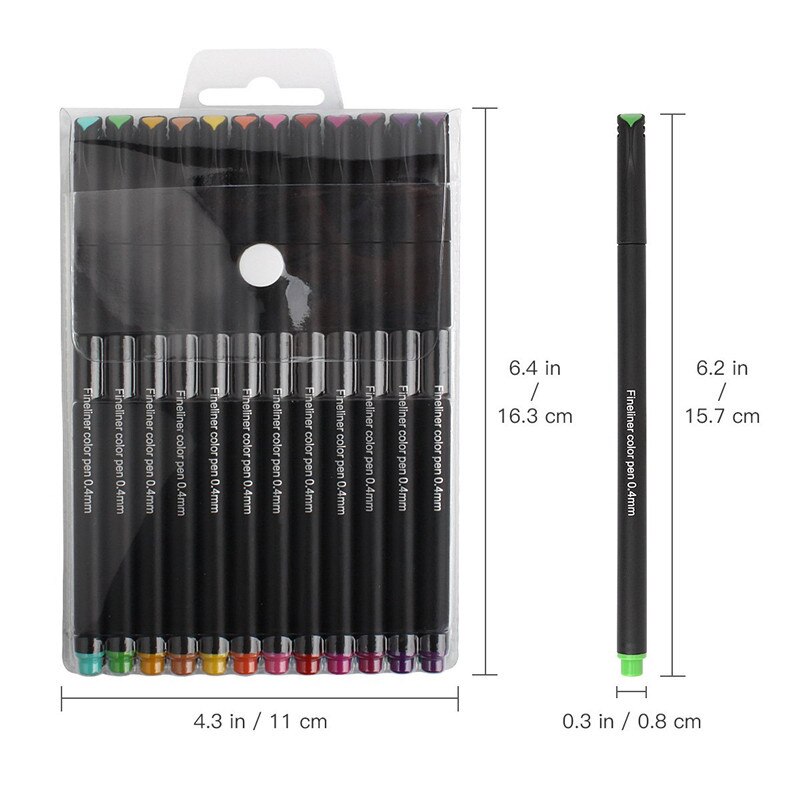 Juego de rotuladores finos de tinta líquida para dibujo, bolígrafos de papelería creativos, 12 colores