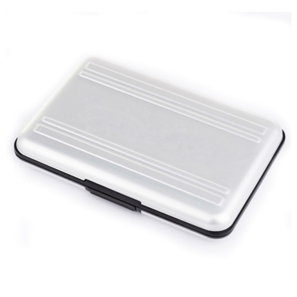 Portable memory card case anti-lost 16 slots (8 + 8) for Micro SD SD / SDHC / SDXC card memory silver aluminum card package