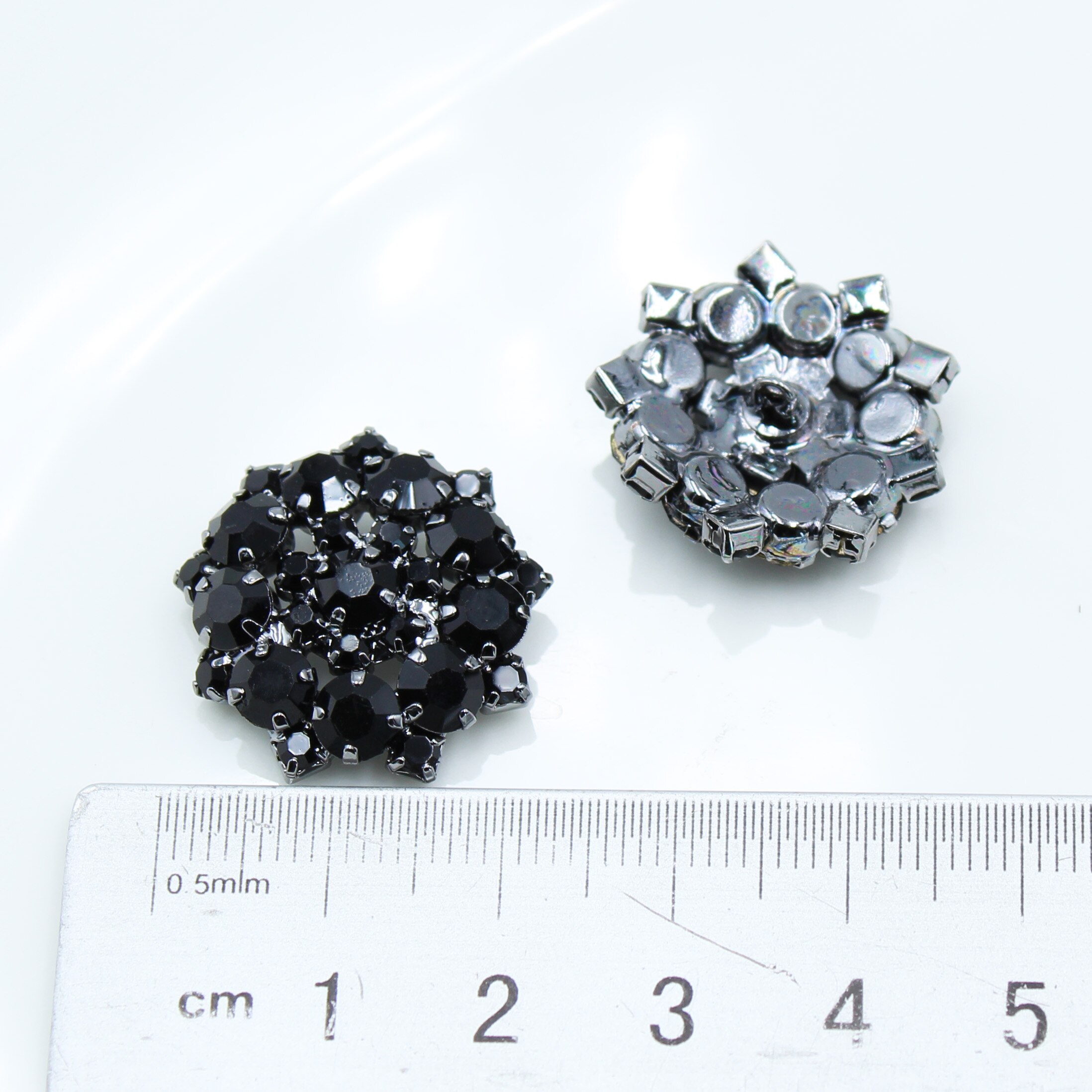 10Pcs 22MM All Black metal Rhinestone Buttons Shan... – Grandado