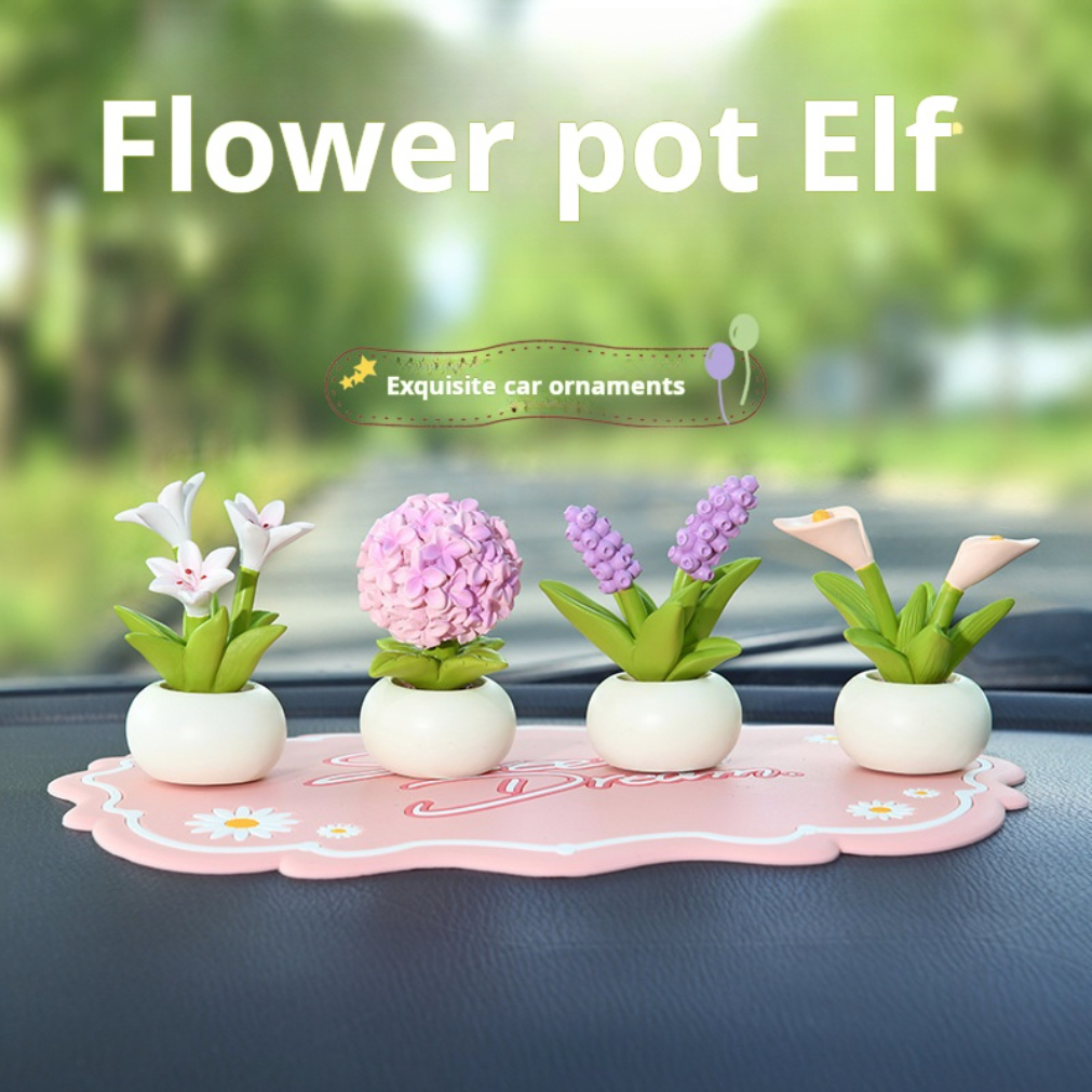 Mini flower pot decorative item, resin decoration, suitable for use on a work desk or as a small decorative item for a cross-bor