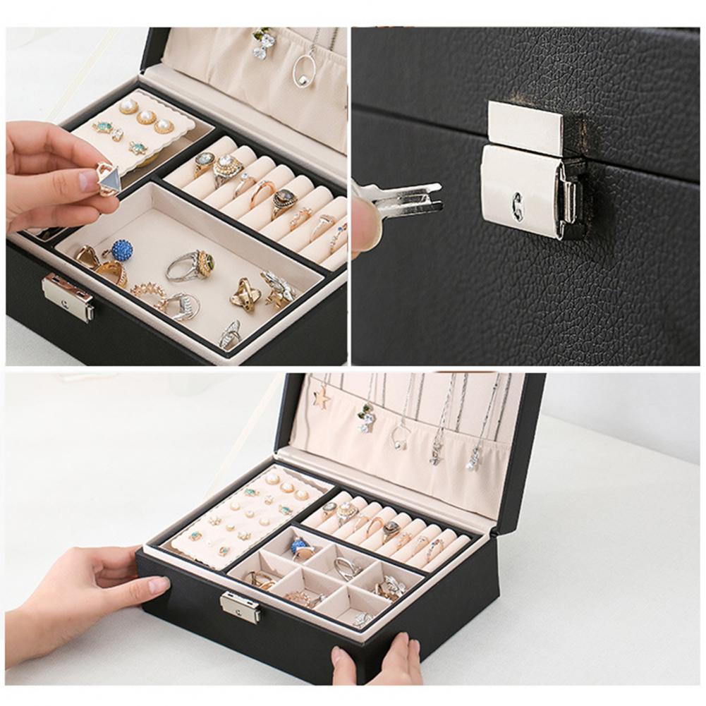 2 schichten Schmuck Box Schmuck Lagerung Box für Ohrring Halskette Ring Halter Box Fall Schmuck Organizer Verpackung Box schmuck box