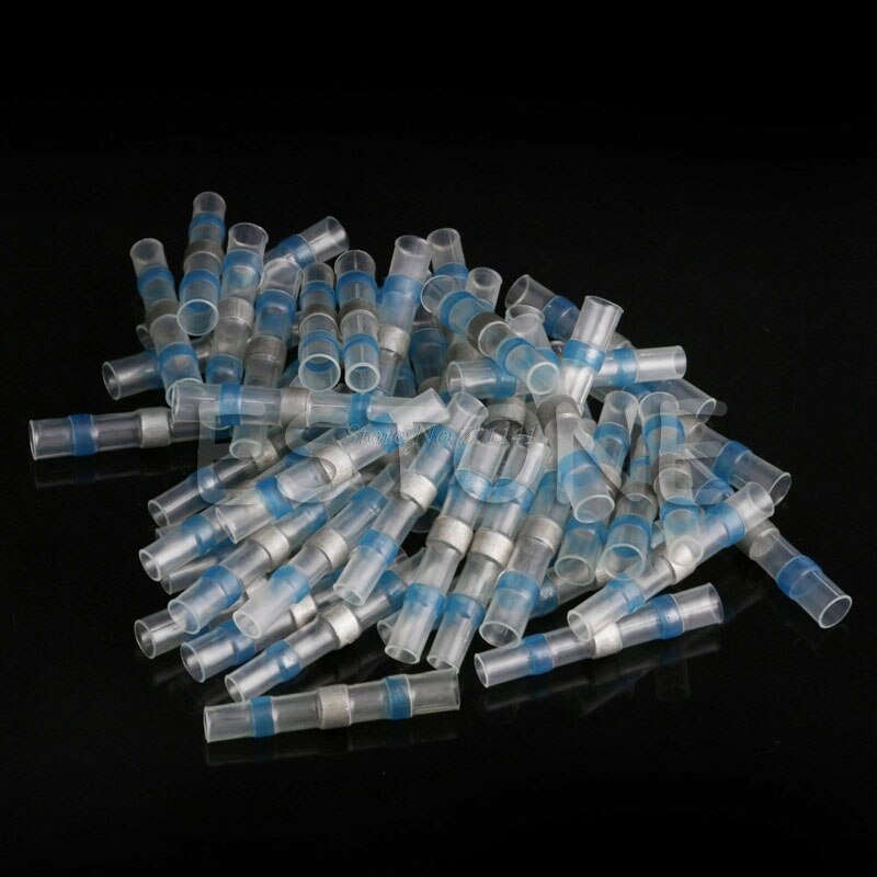 50Pcs 16-14AWG Waterproof Solder Sleeve Heat Shrink Butt Wire Splice Connector B