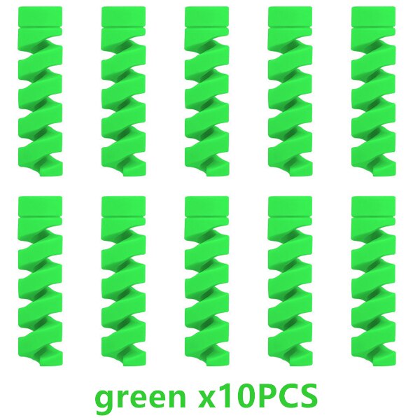Wire oplot na kable klip kabel do ładowarki Protector do telefonów uchwyt na kabel USB zarządzanie kablami organizer do kabli do myszy słuchawki: 10PCS Green